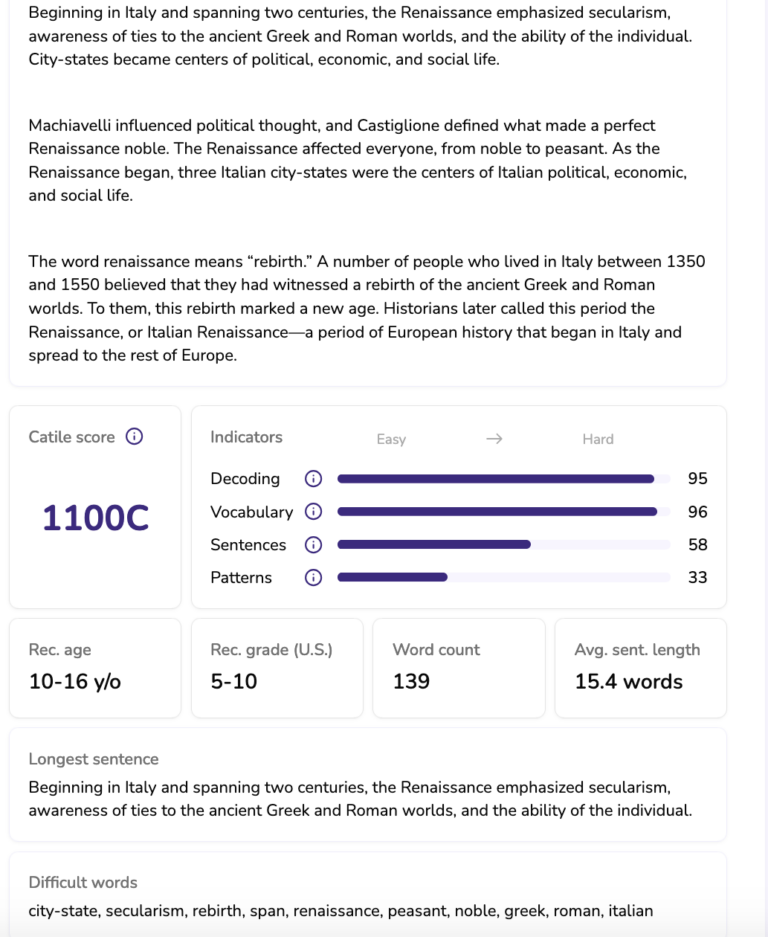 Catile Analyzer World History Text